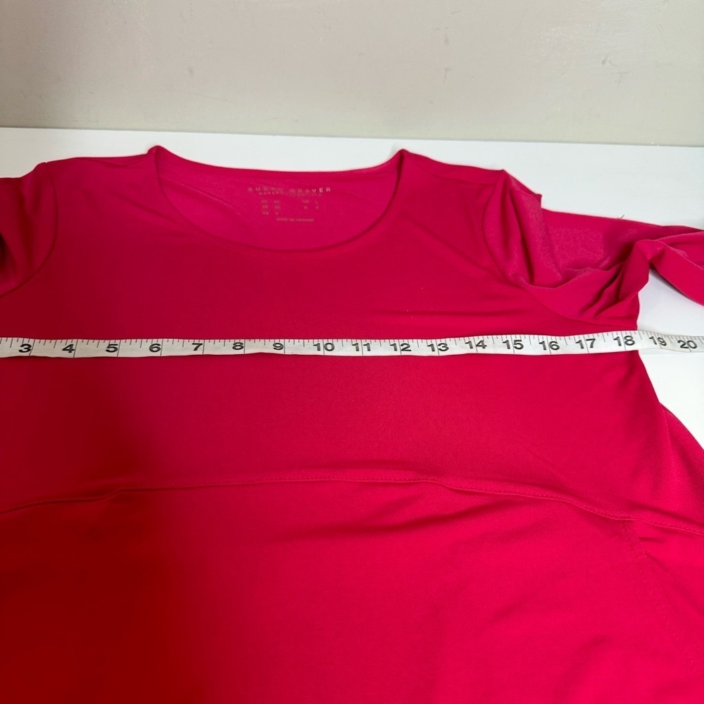 Susan Graver Weekend Pink Crew Neck Long Tunic Pockets - Picture 5 of 9
